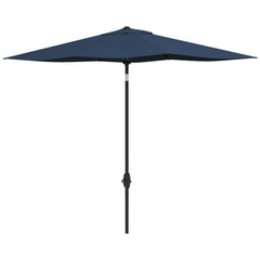 6.5' x 10' Rectangular Market Umbrella, Patio Outdoor Table Umbrella with Crank and Push Button Tilt, Blue