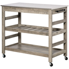 Kitchen Cart, Rolling Kitchen Island Utility Trolley with Stainless Steel Top