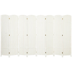 Folding Room Divider Screen 8 Panel 5.6 ' Tall Privacy Screen Freestanding Room Partition for Home Office, White