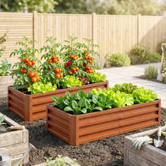 Galvanized Raised Garden Bed, 4' x 2' x 1' Metal Planter Box, for Growing Vegetables, Flowers, Herbs, Succulents, Brown