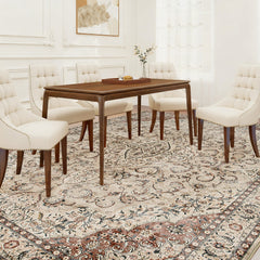 Area Rug 4x6, Machine Washable Rug, Non-Slip Classical Floral Print Floor Carpet for Living Room, Bedroom, Mixed-Brown