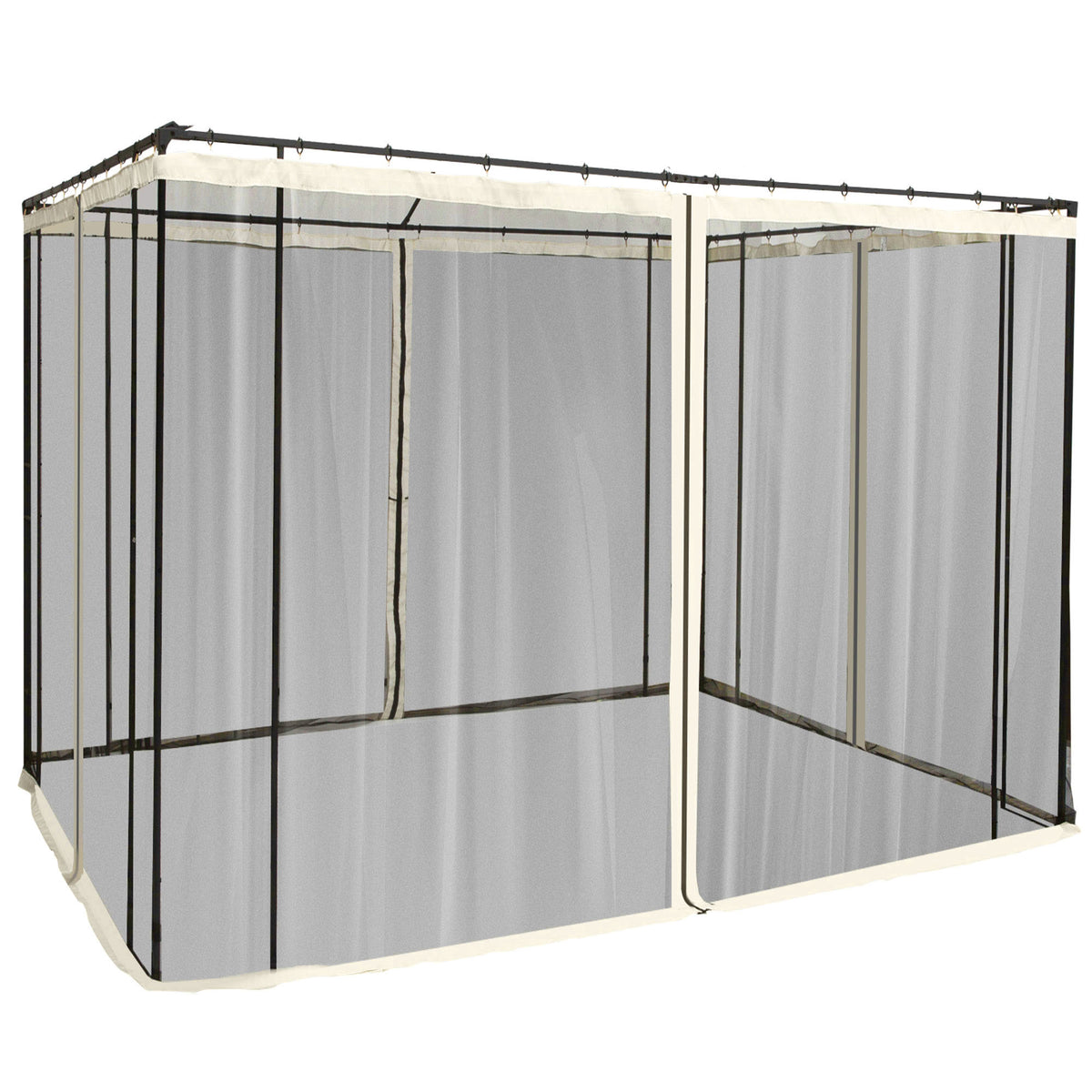 Replacement Mesh Sidewall Netting for 10' x 10' Gazebos and Canopy Tents with Zippers, (Sidewall Only) Cream