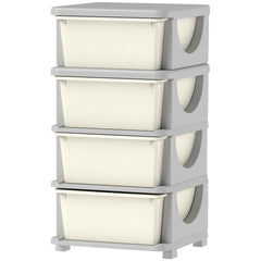 30" 4 Tier Kids Storage Unit Dresser Tower w/ 4 Drawers, Cream White