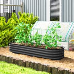 6.4' x 2' x 1' Galvanized Raised Garden Bed Kit, Metal Planter Box with Safety Edging, Dark Gray