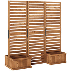 Wood Privacy Screen w/ 4 Planter Box, Raised Bed w/ 3 Panels & Drainage Holes