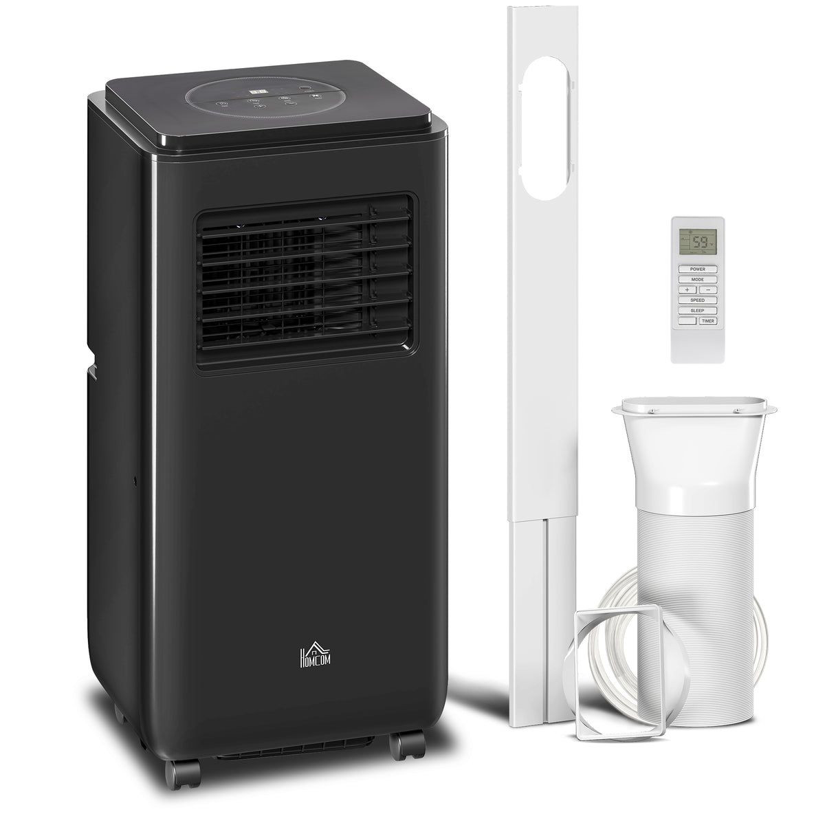 8,000 BTU Moible Air Conditioner 345 Sq. Ft., Dehumidifier Fan Auto Sleep with 24H Timer On/Off, Window Kit, Black