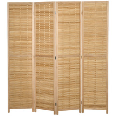 Hand Woven Room Divider, 4 Panel Bamboo Folding Privacy Screen for Home Office, 47.25"x67"x0.75", Natural