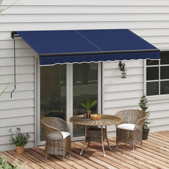 10' x 8' Retractable Awning, 280gsm UV Resistant Sunshade Shelter for Deck, Balcony, Yard, Blue
