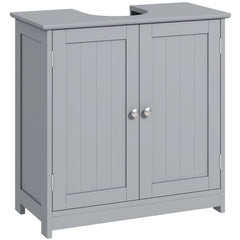 Pedestal Sink Storage Cabinet, Bathroom Sink Cabinet with U-Shape Cut-Out and Adjustable Shelf, Gray