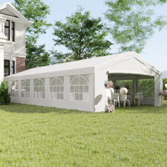 20 x 40 ft Heavy Duty Party Tent Outdoor Gazebo Wedding Tent Event Shelter Carport BBQ with Removable Sidewalls & Windows, Outside Waterproof Canopy for Parties, White