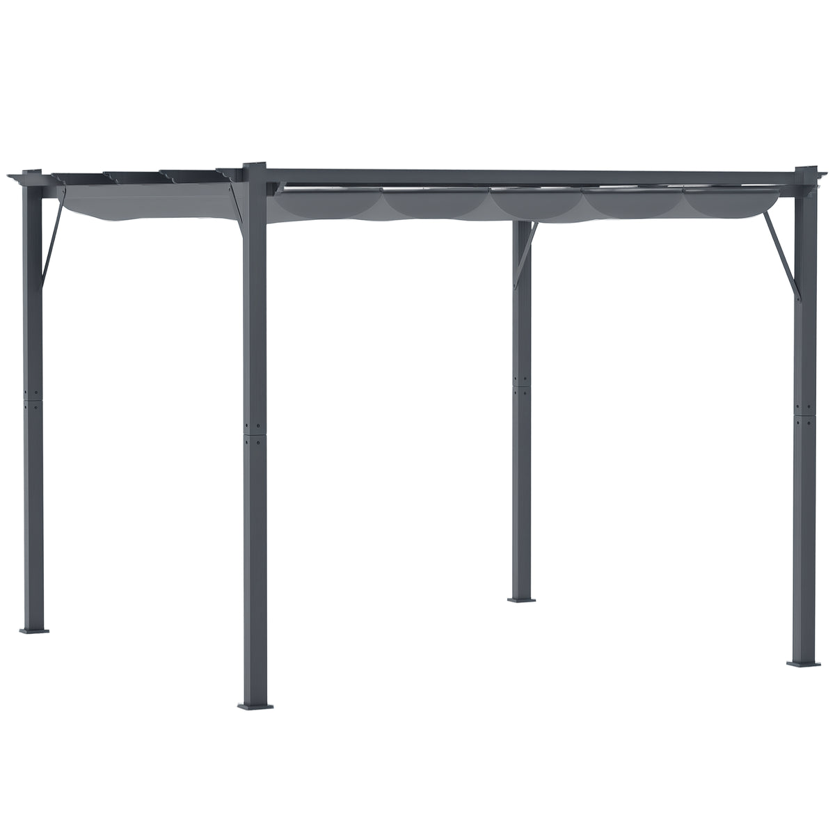 10' x 10' Outdoor Retractable Pergola Canopy, Aluminum Patio Pergola, Backyard Shade Shelter for Garden & Parties, Gray