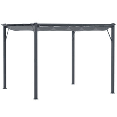 10' x 10' Outdoor Retractable Pergola Canopy, Aluminum Patio Pergola, Backyard Shade Shelter for Garden & Parties, Gray