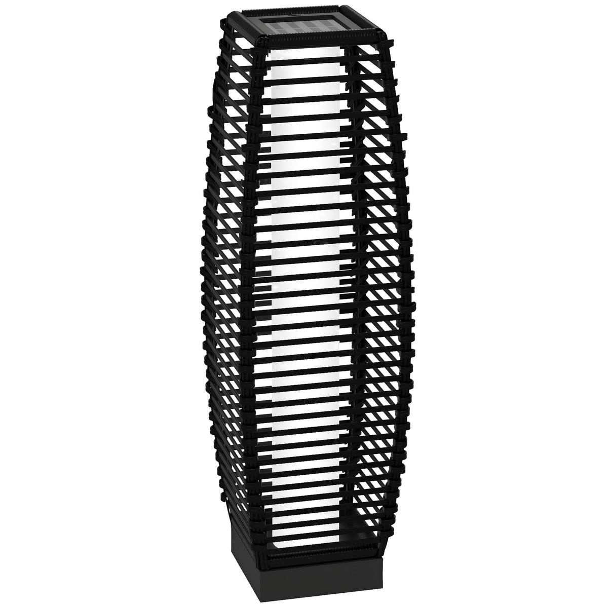 Solar Floor Lamp, Outdoor Rattan Garden Lantern Pathway Light & Decorative Driveway Lighting, Black