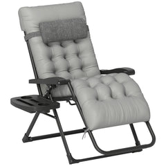 Padded Zero Gravity Chair, Folding Recliner Chair with Cup Holder Cushion, Gray