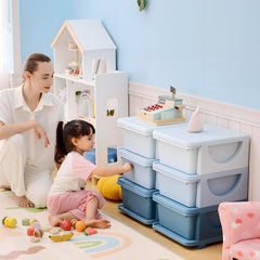 Qaba 3 Tier Kids Storage Unit, Toy Organizers and Storage with 6 Drawer Chest for Kids Bedroom Nursery Kindergarten Living Room for Boys Girls Toddlers, Blue