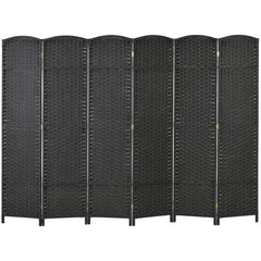 Folding Room Divider Screen 6 Panel 5.6 ' Tall Privacy Screen Freestanding Room Partition for Home Office, Black