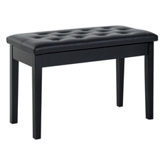Piano Bench, Duet Piano Chair with Faux Leather Padded Cushion and Wooden Frame, Button Tufted Keyboard Bench, Black