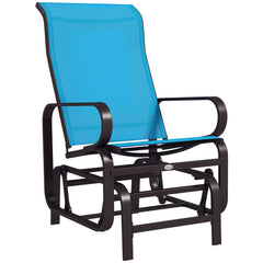 Gliding Lounger Chair, Single Rocker with Lightweight Metal & Mesh Construction, Blue