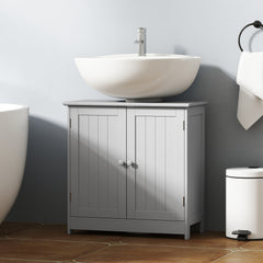 Bathroom Vanity Cabinet, Under Sink Bathroom Cabinet with 2 Doors and Adjustable Shelf, Light Gray