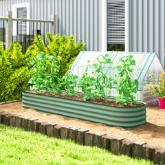 7.9' x 2' x 1' Galvanized Raised Garden Bed Kit, Metal Planter Box with Safety Edging, Green