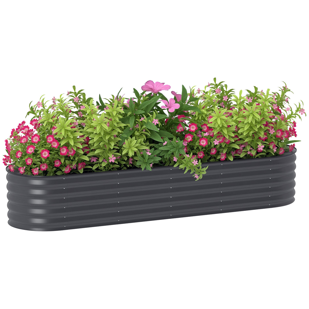 7.9' x 2' x 1.4' Galvanized Raised Garden Bed Kit, Metal Planter Box with Safety Edging, Dark Gray