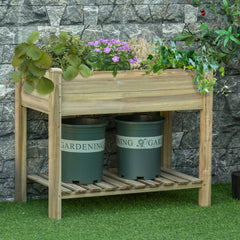36" x 20" x 30" Raised Garden Bed, Elevated Wood Planter Box with Legs and Storage Shelf for Backyard, Patio, Balcony to Grow Vegetables, Herbs, and Flowers