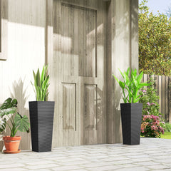 23.6 Inch Tall Planters for Outdoor Plants, Set of 2 Plastic Flower Pots with Drainage Holes, Black