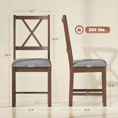 Set of 4 Dining Chairs, Upholstered X-Back Dining Room Chairs with Rubberwood Legs and Padded Seat for Kitchen, Walnut
