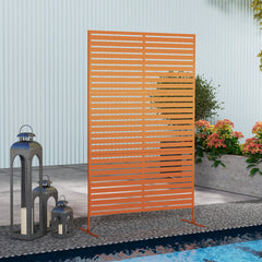Decorative Privacy Fence Screen, Metal Outdoor Privacy Screen Climbing Plant Trellis with Stand, 78" H x 48" W, Brown