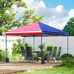 10 x 10 ft Pop Up Canopy Tent with One Push Setup, Outdoor Portable Instant Canopy Shelter w/ Roller Bag, American Flag