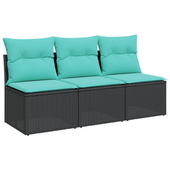 Garden Sofa Black 64.96 x 24.41 x 27.17 in Poly rattan