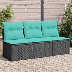 Garden Sofa Black 64.96 x 24.41 x 27.17 in Poly rattan