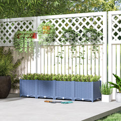 Plastic Raised Garden Bed, 5 x 1 x 1 ft Outdoor Flower Box with Drainage Holes for Vegetables, Herbs, Blue