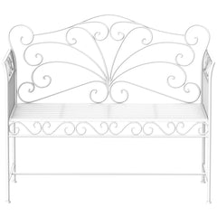 43" Garden Bench, Outdoor Patio Bench with Armrests, Metal Porch Bench for Backyard, Poolside, Lawn, Cream White