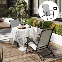 Set of 2 Outdoor Dining Chairs with High Back, Armrests, Folding Patio Chairs for Patio, Lawn, Camping, Gray