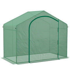 6' x 3' x 5' Portable Walk-in Greenhouse, PE Cover, Steel Frame Garden Hot House, Zipper Door, Top Vent for Flowers, Vegetables, Saplings, Tropical Plants, Green