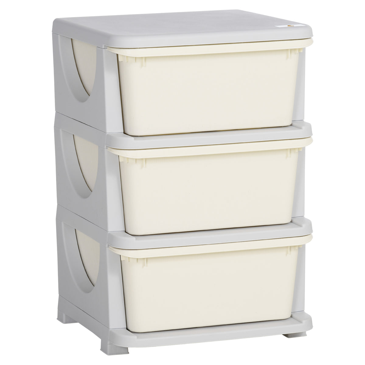 Qaba 3 Tier Kids Storage Unit, Toy Organizers and Storage with 3 Drawer Chest for Kids Bedroom Nursery Kindergarten Living Room for Boys Girls Toddlers, Cream White