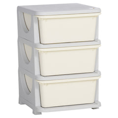 Qaba 3 Tier Kids Storage Unit, Toy Organizers and Storage with 3 Drawer Chest for Kids Bedroom Nursery Kindergarten Living Room for Boys Girls Toddlers, Cream White