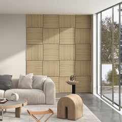24" x 24" Wood Panels for Wall, 4 Pack Acoustic Panels, Sound Absorbing Slat Wall for Wall Decor, Home, Oak
