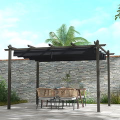 10' x 13' Retractable Pergola Canopy, Aluminum Pergola Sun Shade Shelter for Garden, Patio, Backyard, Deck, Gray