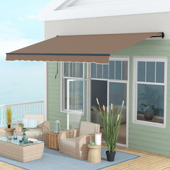 13' x 10' Retractable Awning, 280gsm UV Resistant Sunshade Shelter for Deck, Balcony, Yard, Coffee