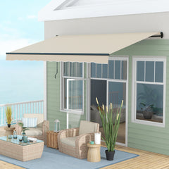 13' x 10' Retractable Awning, 280gsm UV Resistant Sunshade Shelter for Deck, Balcony, Yard, Beige