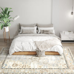 6x9 Area Rug, Indoor Boho Machine Washable Carpet for Living Room, Bedroom, Dining Room, Kitchen, Blue