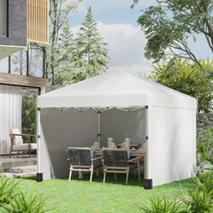 10' x 10' Pop Up Canopy Tent with 3 Sidewalls, Leg Weight Bags and Carry Bag, Height Adjustable, Instant Party Tent Event Shelter Gazebo for Garden, Patio, Cream