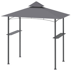 8' x 5' Grill Gazebo with Double Roof, Outdoor BBQ Canopy Gazebo with 2 Side Shelves for Patio Yard Garden Gray