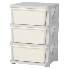 Qaba 3 Tier Kids Storage Unit, Toy Organizers and Storage with 3 Drawer Chest for Kids Bedroom Nursery Kindergarten Living Room for Boys Girls Toddlers, Cream White