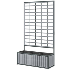 Wooden Raised Garden Bed with Trellis, Removable Pots, for Backyard, Patio, Balcony, 29" x 11" x 52", Gray