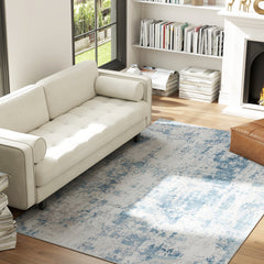 Area Rug 5x7, Machine Washable Rug, Non-Slip Modern Abstract Floor Carpet for Living Room, Bedroom, Dining Room, Blue