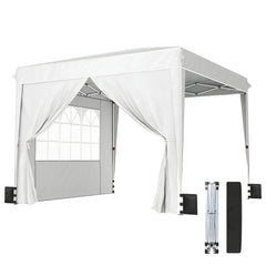 10 x 10 ft Pop Up Canopy Tent with Sidewalls, UPF50+ Outdoor Portable Instant Canopy Shelter with Carry Bag, White