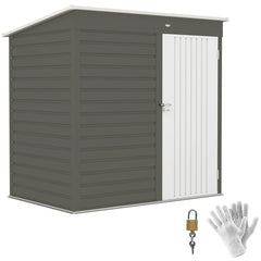 6' x 4' Outdoor Garden Shed, Metal Storage Shed with Lockable Door and Gloves for Backyard Garden Patio, Light Gray